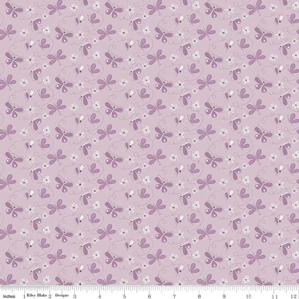 Hello Spring Butterflies C12961 Lilac - Riley Blake Designs - Floral Flowers Butterfly - Quilting Cotton Fabric