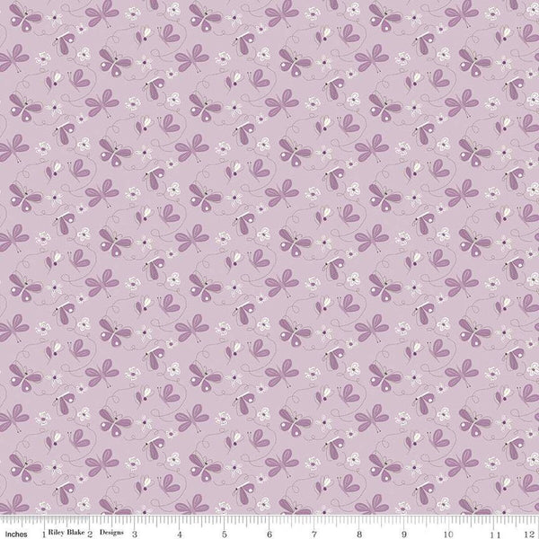 SALE Hello Spring Butterflies C12961 Lilac - Riley Blake Designs - Floral Flowers Butterfly - Quilting Cotton Fabric