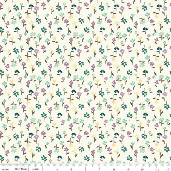 SALE Hello Spring Floral C12965 Cream - Riley Blake Designs - Flowers - Quilting Cotton Fabric