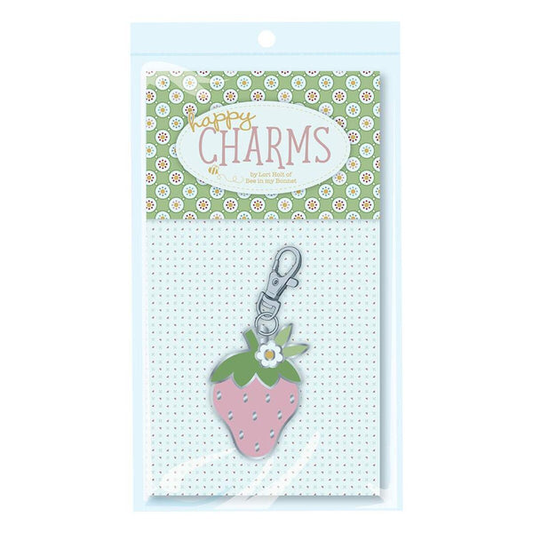 SALE Lori Holt Enamel Happy Charm ST-24596 Strawberry - Riley Blake Designs - Approximately 1" x 1 1/2"