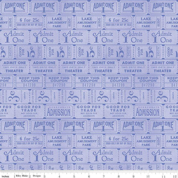 CLEARANCE Journal Basics Ticket Row C13053 Periwinkle by Riley Blake Designs - Rows of Tickets - Quilting Cotton Fabric