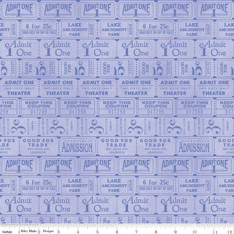 CLEARANCE Journal Basics Ticket Row C13053 Periwinkle by Riley Blake Designs - Rows of Tickets - Quilting Cotton Fabric