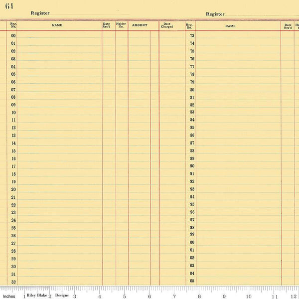 16" End of Bolt - CLEARANCE Journal Basics Ledger Paper C13054 Yellow - Riley Blake Designs - Quilting Cotton Fabric