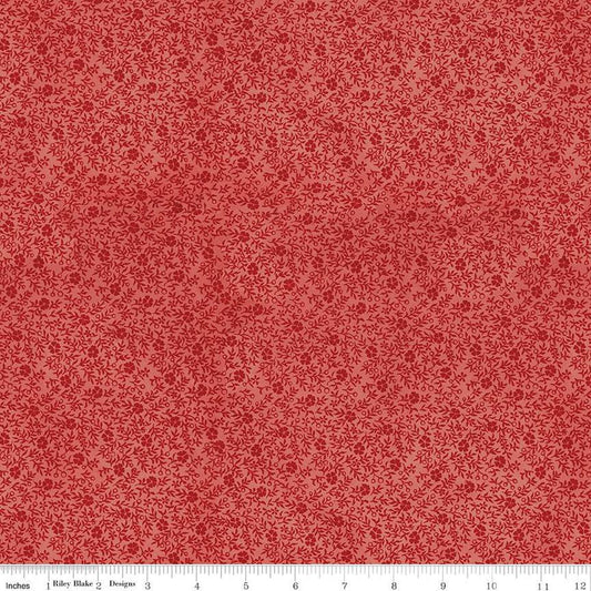SALE Art Journal Inside Cover C13039 Red - Riley Blake Designs - Floral Flowers - Quilting Cotton Fabric