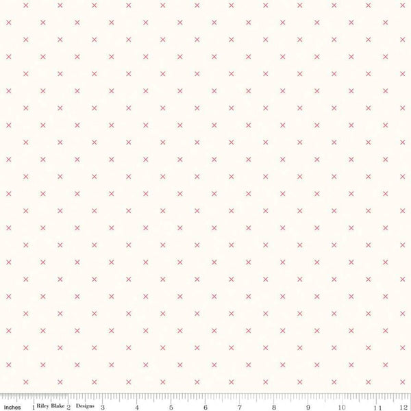 SALE Bee Backgrounds Cross Stitch C6381 Cayenne - Riley Blake Designs - Xs Off White - Lori Holt - Quilting Cotton Fabric