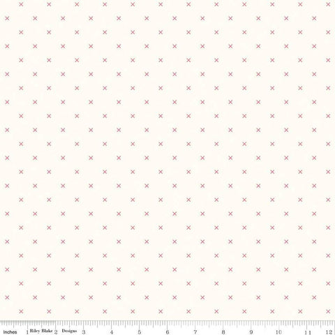 SALE Bee Backgrounds Cross Stitch C6381 Cayenne - Riley Blake Designs - Xs Off White - Lori Holt - Quilting Cotton Fabric
