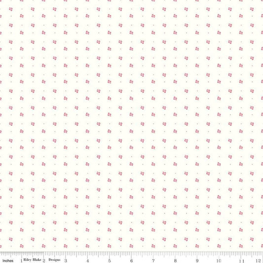 DEAL Bee Backgrounds Clover C9711 Tea Rose - Riley Blake Designs - Clovers Pin Dots Off White - Lori Holt - Quilting Cotton Fabric
