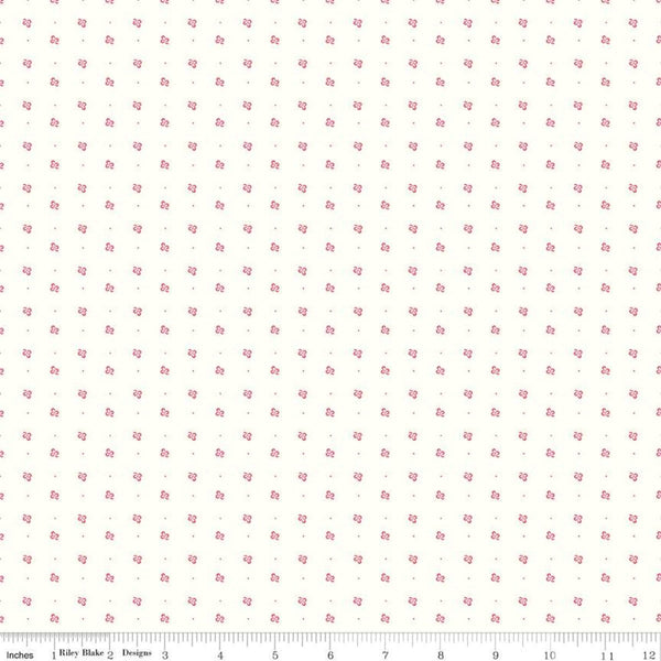 SALE Bee Backgrounds Clover C9711 Tea Rose - Riley Blake Designs - Clovers Pin Dots Off White - Lori Holt - Quilting Cotton Fabric