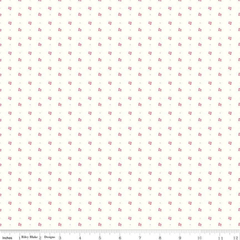 SALE Bee Backgrounds Clover C9711 Tea Rose - Riley Blake Designs - Clovers Pin Dots Off White - Lori Holt - Quilting Cotton Fabric