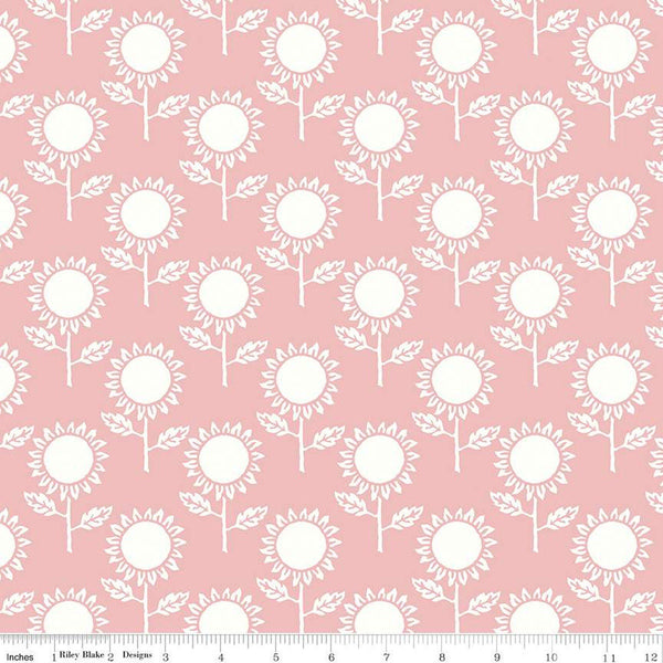 SALE Art Journal Sunflower C13041 Pink - Riley Blake Designs - Floral Sunflowers Flower Flowers - Quilting Cotton Fabric