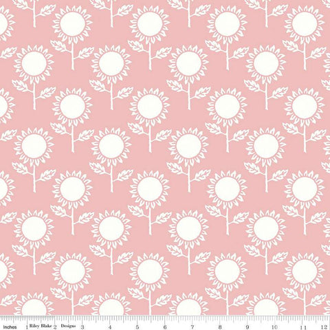 Art Journal Sunflower C13041 Pink - Riley Blake Designs - Floral Sunflowers Flower Flowers - Quilting Cotton Fabric