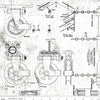 CLEARANCE Art Journal In the Wings C13044 White by Riley Blake  - Pulleys Technical Drawings Text - Quilting Cotton