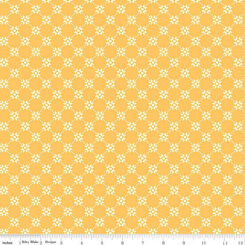 SALE Gingham Cottage Quilty C13016 Yellow - Riley Blake Designs - Geometric Cream Stars - Quilting Cotton Fabric