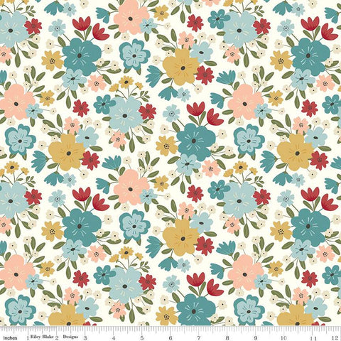 Ally's Garden Main C13240 Cream by Riley Blake Designs - Floral Flowers - Quilting Cotton Fabric