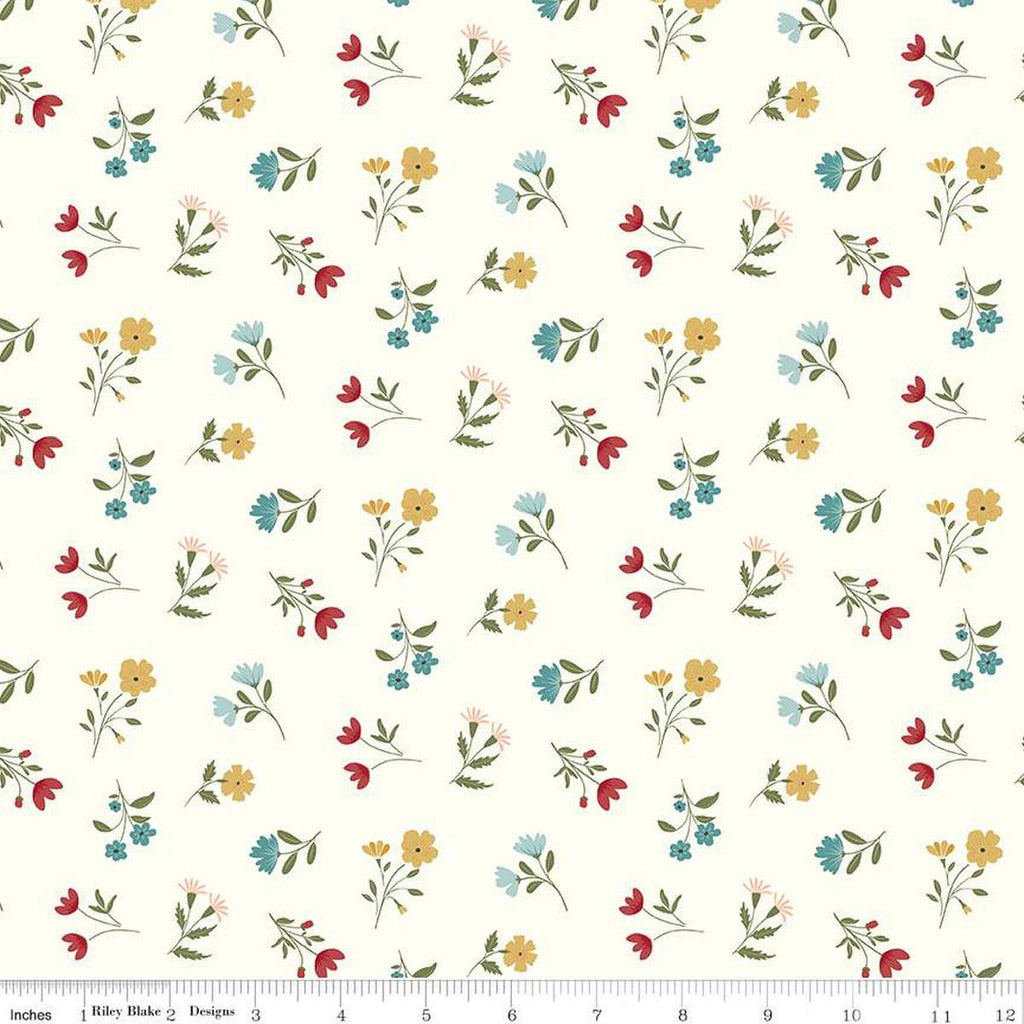 SALE Ally's Garden Floral C13241 Cream by Riley Blake Designs - Flower Flowers - Quilting Cotton Fabric