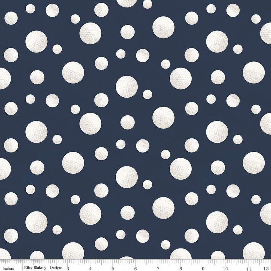 Golf Days Balls C13001 Navy - Riley Blake Designs - Golf Balls - Quilting Cotton Fabric