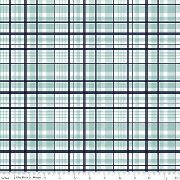 It's a Boy Plaid C13253 Aqua - Riley Blake Designs - Blue White - Quilting Cotton Fabric