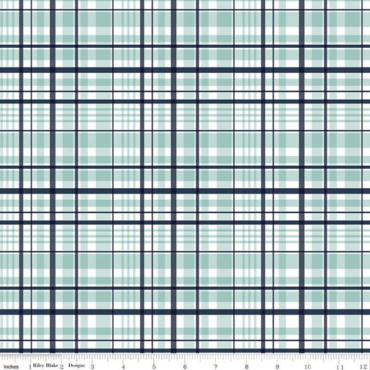 It's a Boy Plaid C13253 Aqua - Riley Blake Designs - Blue White - Quilting Cotton Fabric