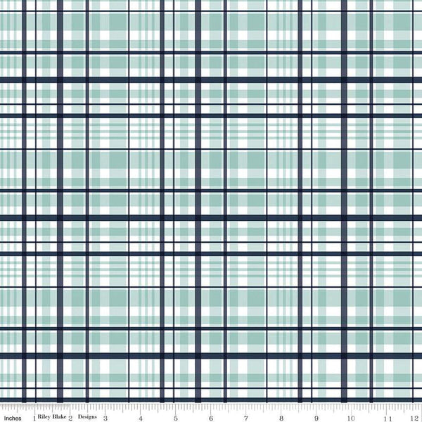 It's a Boy Plaid C13253 Aqua by Riley Blake Designs - Blue White - Quilting Cotton Fabric