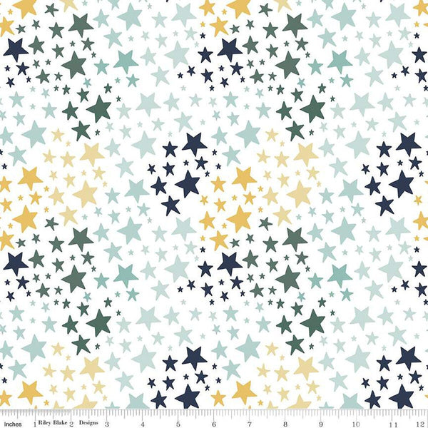 It's a Boy Stars C13254 White by Riley Blake Designs - Star - Quilting Cotton Fabric