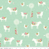 10" End of Bolt - SALE Sweet Acres Farm C13211 Mint - Riley Blake - Animals Windmills Flowers Chicken-Wire - Quilting Cotton Fabric