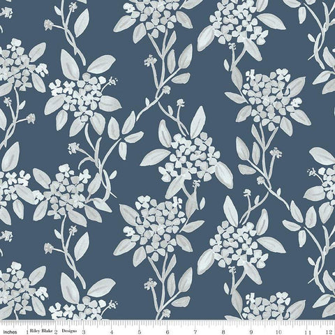 Portsmouth Main C12910 Oxford by Riley Blake Designs - Floral Flowers Hydrangeas Patriotic - Quilting Cotton Fabric