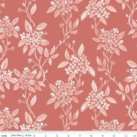 SALE Portsmouth Main C12910 Red by Riley Blake Designs - Floral Flowers Hydrangeas Patriotic - Quilting Cotton Fabric
