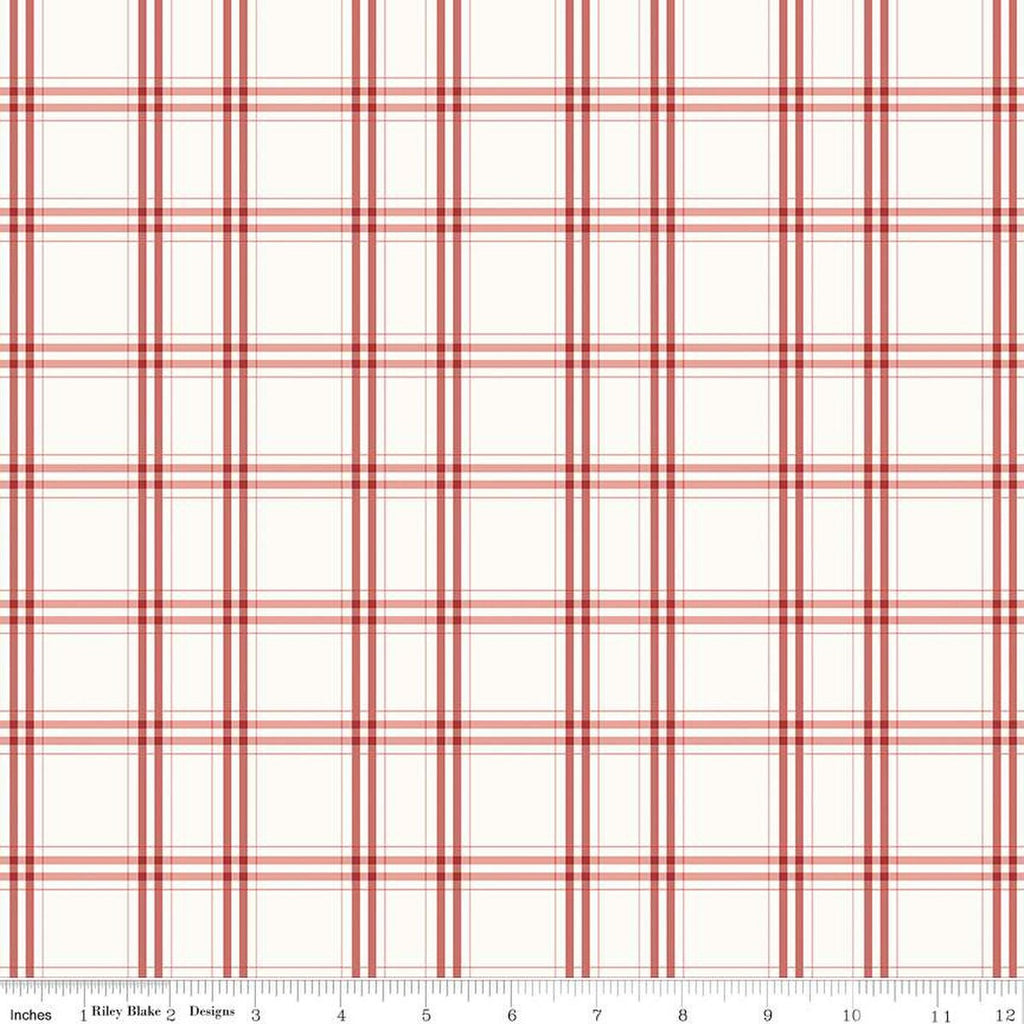 Portsmouth Plaid C12912 Red by Riley Blake Designs - Red on Off-White Patriotic - Quilting Cotton Fabric
