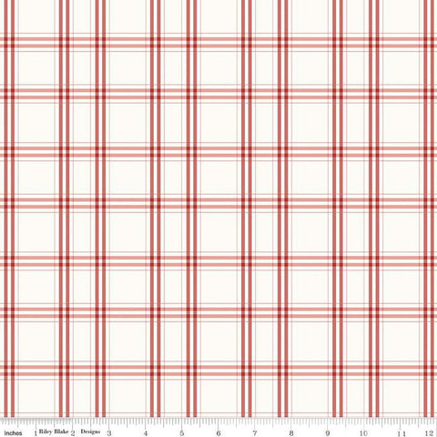 Portsmouth Plaid C12912 Red by Riley Blake Designs - Red on Off-White Patriotic - Quilting Cotton Fabric