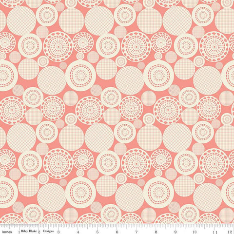 CLEARANCE Butterfly Blossom Papercut C13273 Coral by Riley Blake  - Circles - Quilting Cotton