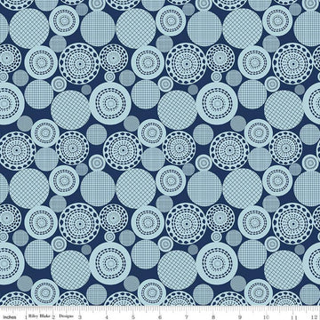 SALE Butterfly Blossom Papercut C13273 Navy - Riley Blake Designs - Circles - Quilting Cotton Fabric