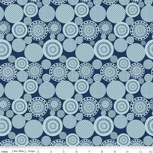 SALE Butterfly Blossom Papercut C13273 Navy - Riley Blake Designs - Circles - Quilting Cotton Fabric