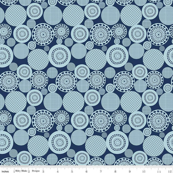 SALE Butterfly Blossom Papercut C13273 Navy by Riley Blake Designs - Circles - Quilting Cotton Fabric