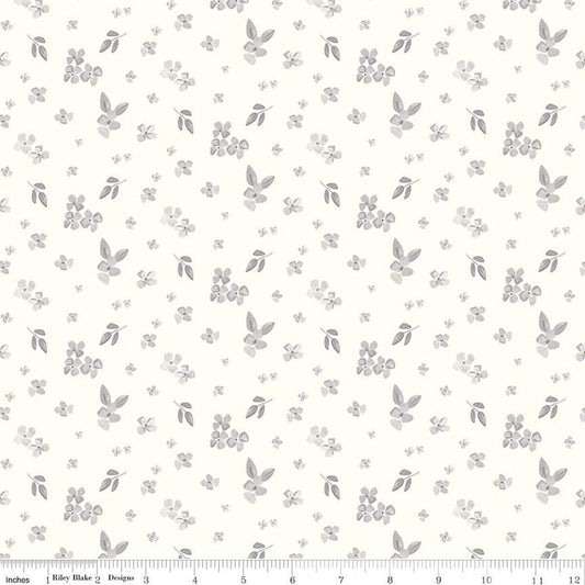 20" End of Bolt Piece - Portsmouth Ditsy Blooms C12913 Cloud - Riley Blake Designs - Floral Leaves Patriotic - Quilting Cotton Fabric