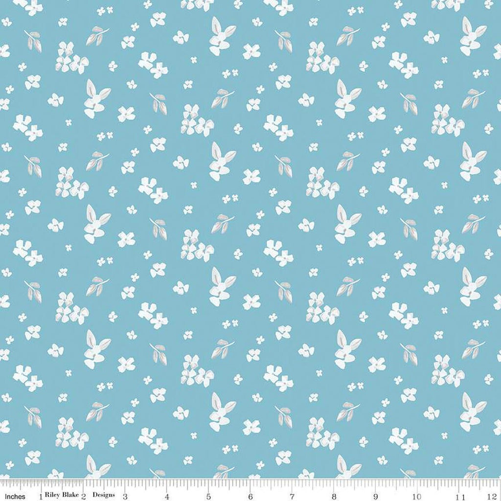 SALE Portsmouth Ditsy Blooms C12913 Dream by Riley Blake Designs - Floral Flowers Leaves Patriotic - Quilting Cotton Fabric