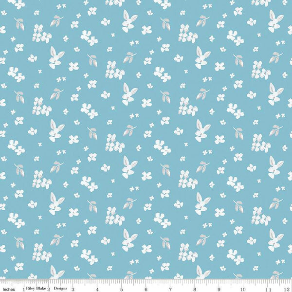 SALE Portsmouth Ditsy Blooms C12913 Dream by Riley Blake Designs - Floral Flowers Leaves Patriotic - Quilting Cotton Fabric