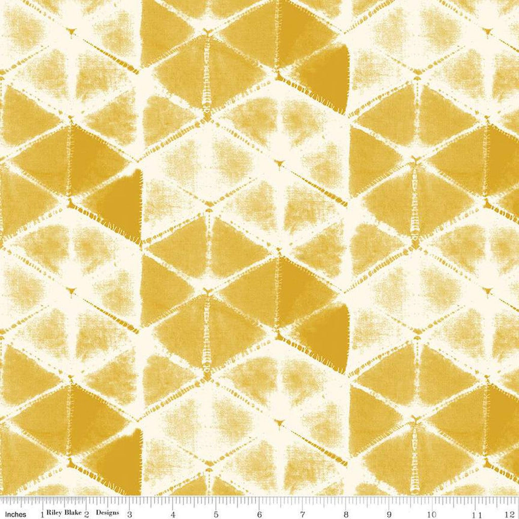 CLEARANCE Eden Shibori C12921 Mustard by Riley Blake  - Triangles - Quilting Cotton