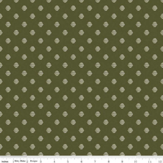 CLEARANCE Eden Hexagon C12925 Hunter - Riley Blake Designs - Hexagons Hexies - Quilting Cotton Fabric