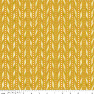 SALE Eden Stripe C12927 Mustard - Riley Blake Designs - Stripes Striped Dots Dashes - Quilting Cotton Fabric