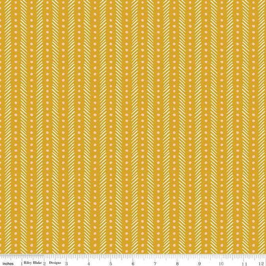 DEAL Eden Stripe C12927 Mustard - Riley Blake Designs - Stripes Striped Dots Dashes - Quilting Cotton Fabric
