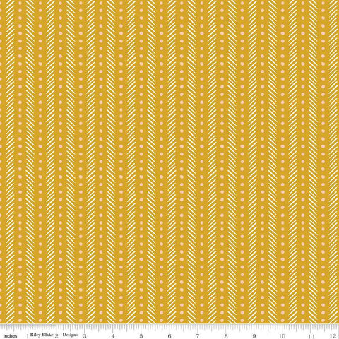 Eden Stripe C12927 Mustard by Riley Blake Designs - Stripes Striped Dots Dashes - Quilting Cotton Fabric
