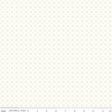 SALE Bee Backgrounds Stitched Circle C9940 Pewter - Riley Blake Designs - Dashed-Line Circles Pin Dots Off White - Quilting Cotton Fabric