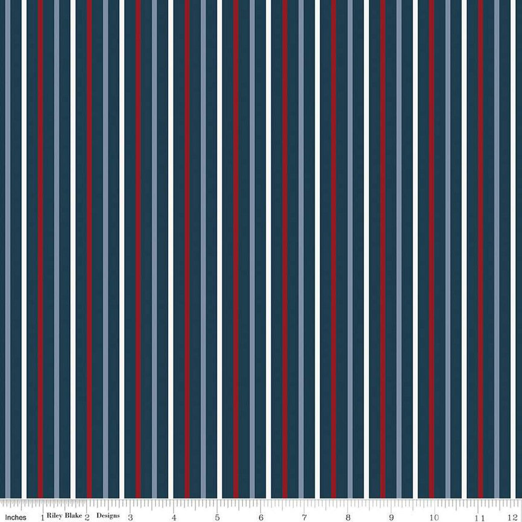 Red, White and True Stripes C13188 Navy by Riley Blake Designs - Patriotic Stripe Striped - Quilting Cotton Fabric