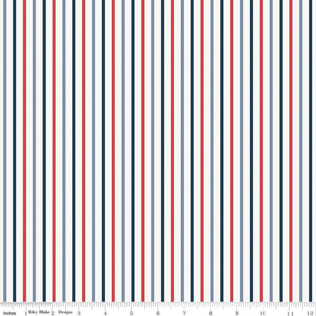 Red, White and True Stripes C13188 Off White by Riley Blake Designs - Patriotic Stripe Striped - Quilting Cotton Fabric