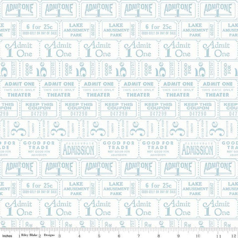 SALE Journal Basics Ticket Row C13053 Blue by Riley Blake Designs - Rows of Tickets - Quilting Cotton Fabric