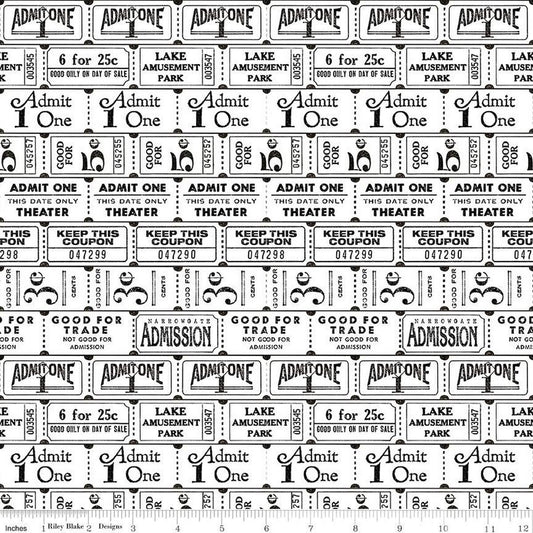 SALE Art Journal Ticket Rolls C13037 White - Riley Blake Designs - Rows of Tickets - Quilting Cotton Fabric