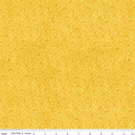 SALE Art Journal Inside Cover C13039 Yellow - Riley Blake Designs - Floral Flowers - Quilting Cotton Fabric