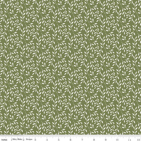 Ally's Garden Vines C13244 Olive by Riley Blake Designs - Cream Leaf Leaves - Quilting Cotton Fabric
