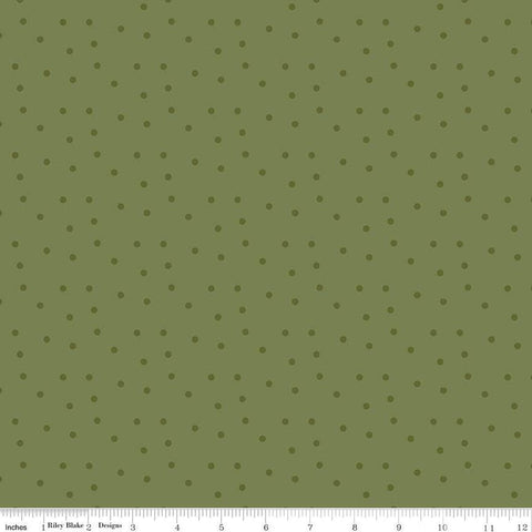Ally's Garden Vines C13244 Olive by Riley Blake Designs - Polka Dot Dotted - Quilting Cotton Fabric
