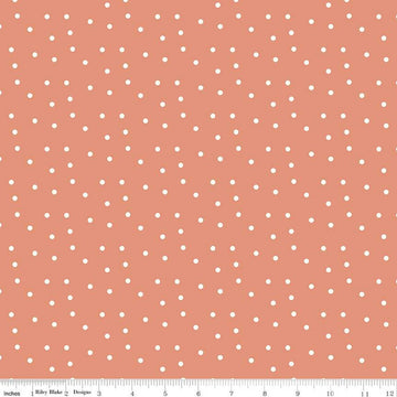 Ally's Garden Dots C13245 Salmon - Riley Blake Designs - Cream Polka Dot Dotted - Quilting Cotton Fabric